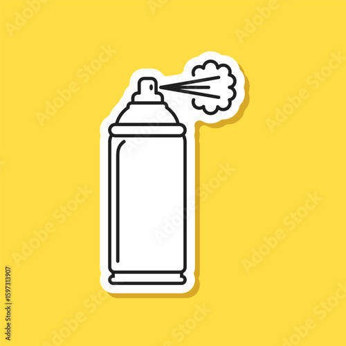 Spray can sticker icon in flat style. Aerosol bottle vector illustration on isolated background. Gas container sign business concept.