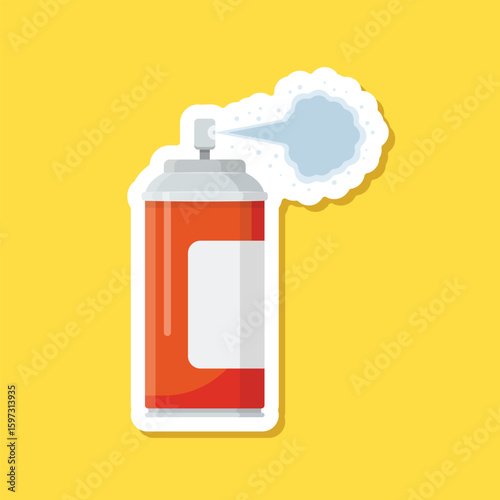 Spray can sticker icon in flat style. Aerosol bottle vector illustration on isolated background. Gas container sign business concept.