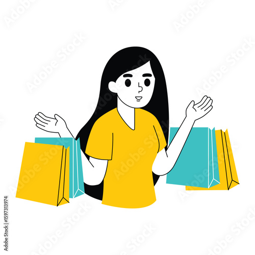 Illustration of a woman carrying a shopping bag