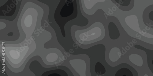 Abstract grayscale topographic map design with overlapping contours and shades creating a modern and versatile background suitable for multiple applications.
