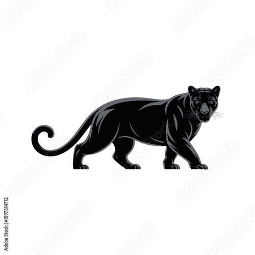 "Black Panther Silhouette with Sunset Background – Jungle Wildlife Vector Illustration"


