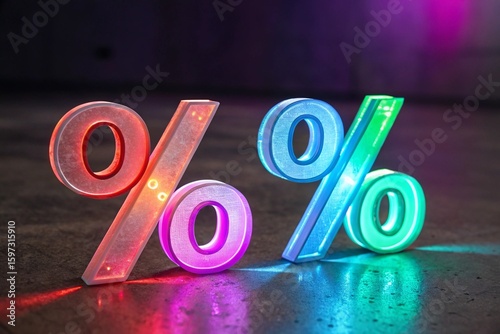 A pair of neon colored dollar signs with a red and blue slash in the middle