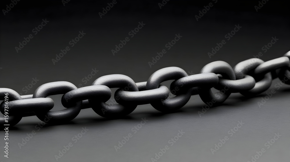 Obraz premium Diagonal chain, a blockchain concept, gray closeup