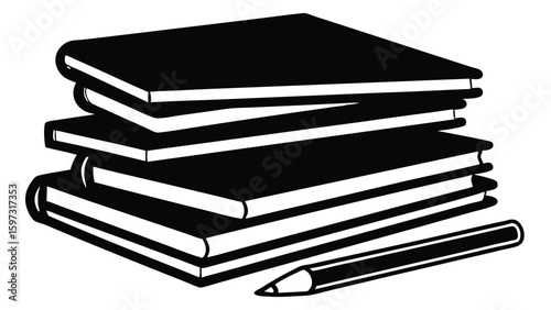 Stack of Textbooks Notebooks and Pencils Back to School Vector Illustration