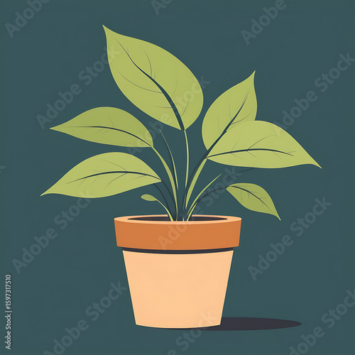 Stylish potted plant illustration in a simple design, perfect for adding a touch of green