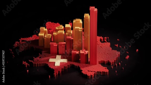 Dynamic 3D Bar Graph Visualizing Data on Switzerland Map