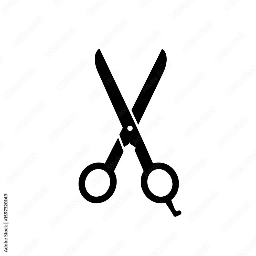 Scissors Icon in Black Clean black vector of a pair of scissors, ideal for school or office use icons.