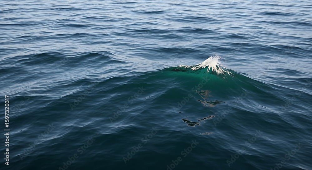Naklejka premium Ocean Wave Breaking on Surface with Green and Blue Water