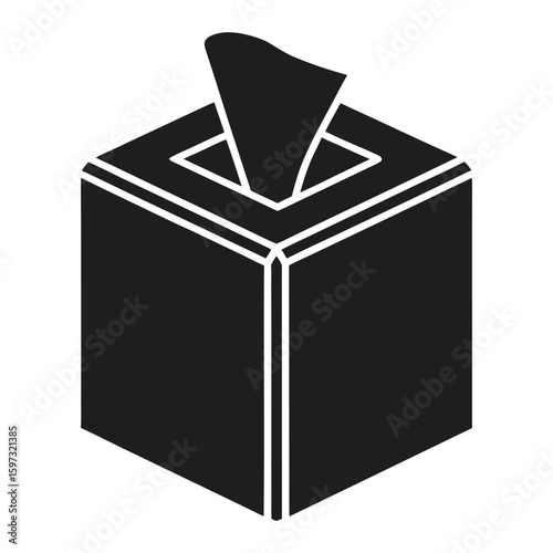 A ballot box featuring the French and Russian flags is an icon of political illustration, often depicted as a simple cube or container a tissue box bold black silhouette vector icon illustration on 