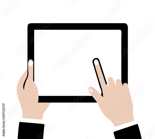 Tablet pc with hands.