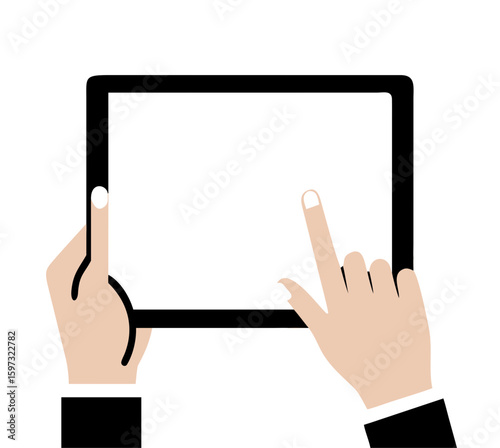 Tablet pc with hands.
