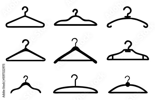 Different clothes hanger silhouette collection. Vector illustration
