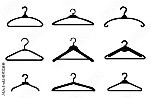 Different clothes hanger silhouette collection. Vector illustration