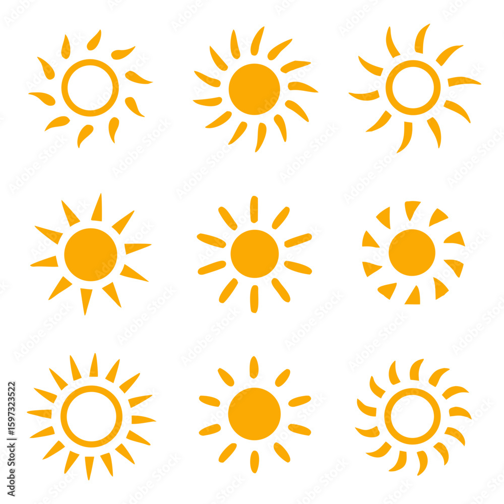 Fototapeta premium Sun icons collection. Vector illustration