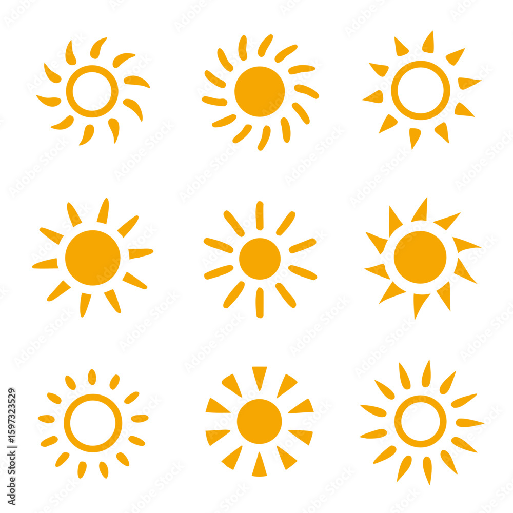 Fototapeta premium Sun icons collection. Vector illustration