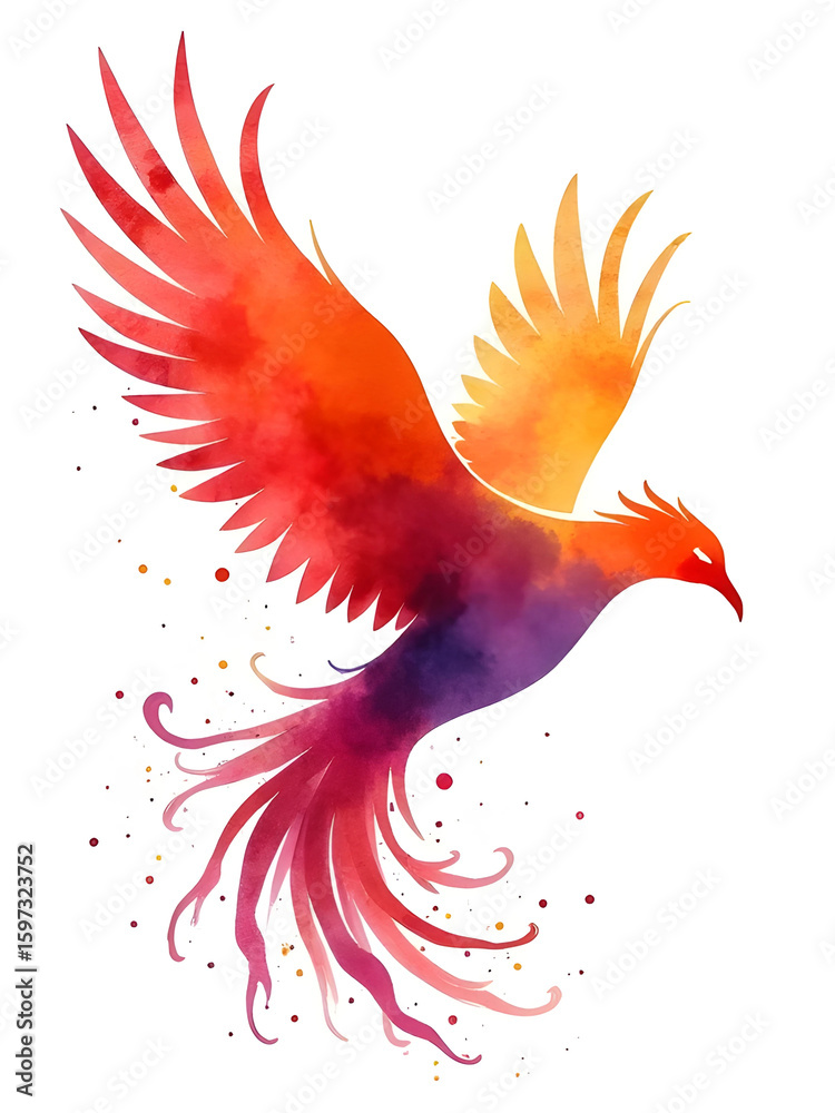 Fototapeta premium Phoenix bird with water color design 