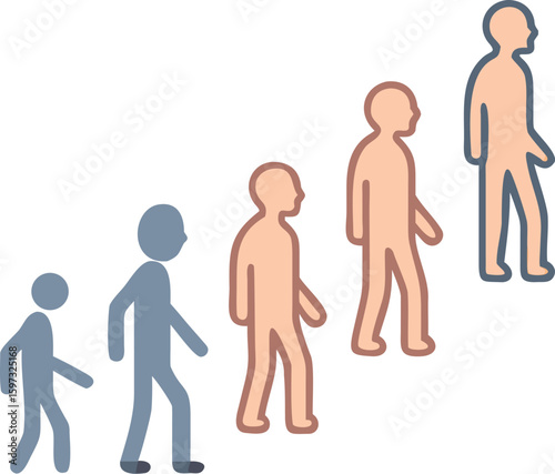 Human Growth Stages:  Child to Adult Development Illustration