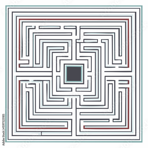 Maze of white lines and black squares.