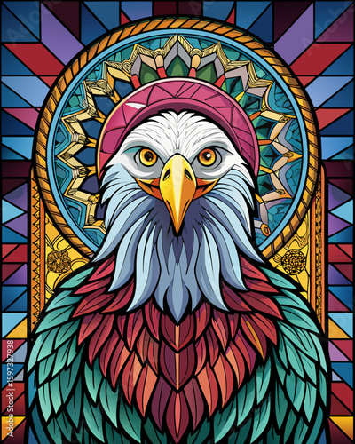 Eagle , Stained Glass Style, 
