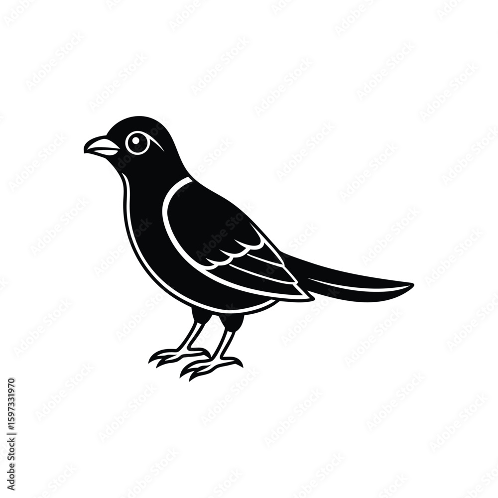 Obraz premium a nightjar line art silhouette vector illustration on white background