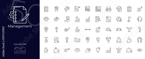 Management Line Editable Icons set. Vector illustration in modern thin line style of Management icons: organisation, coaching, development, etc
