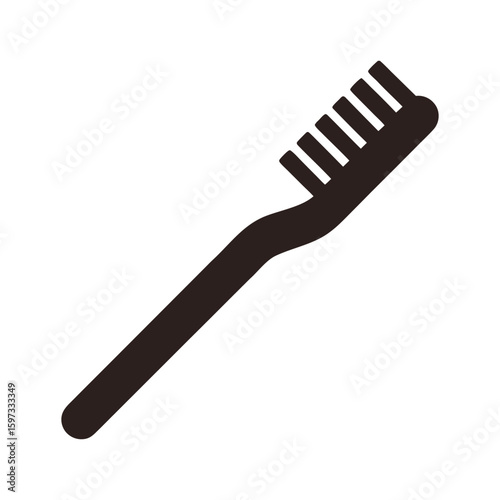 A single hair brush and comb, essential beauty tools for hair care, isolated on a clean white background flat design of tooth brush silhouette vector icon illustration on white background minimalist