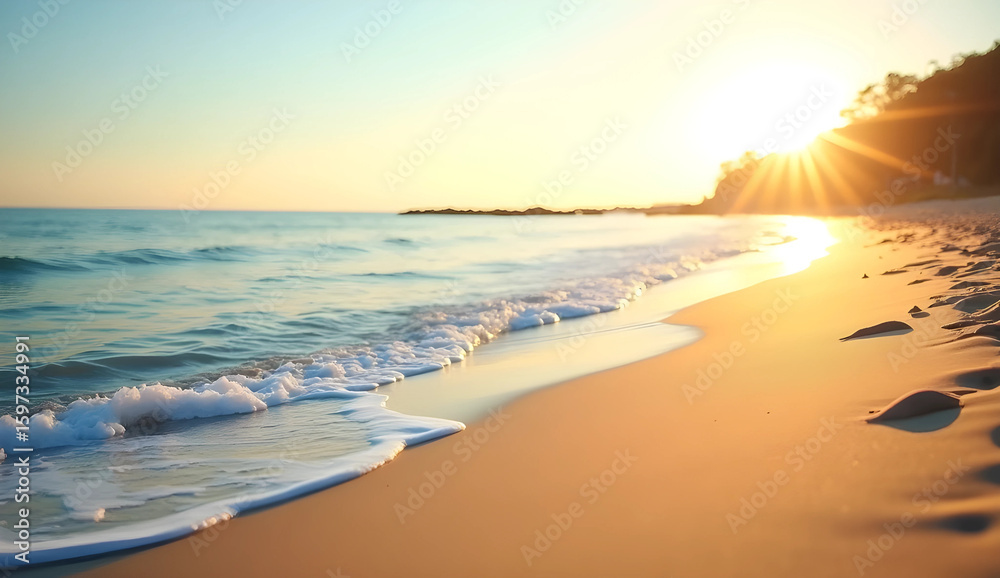 Fototapeta premium August Beach Vibes, Calm Coastal Scene