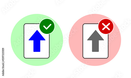 Flat file upload status icons – success & error vector set