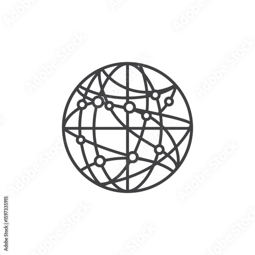 Vector art of a globe with interconnected nodes representing a global network