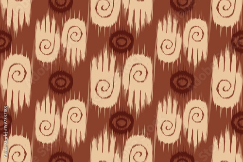Seamless Tribal Ikat Pattern in Warm Earth Tones – Vector Textile Design