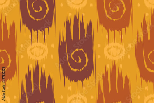 Seamless Tribal Ikat Pattern in Warm Earth Tones – Vector Textile Design
