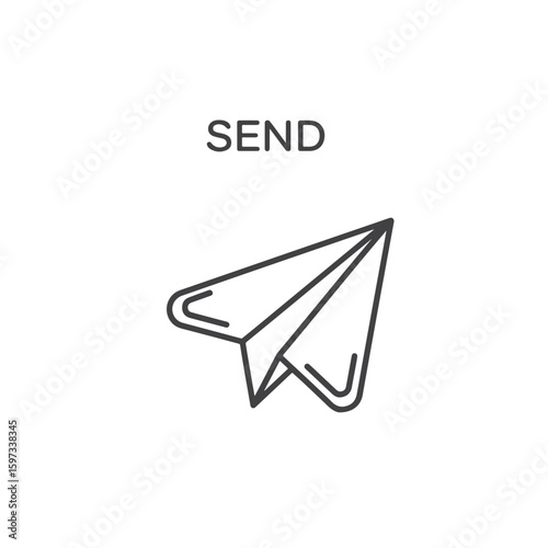 Vector art of a paper airplane in midflight, symbolizing sending a message