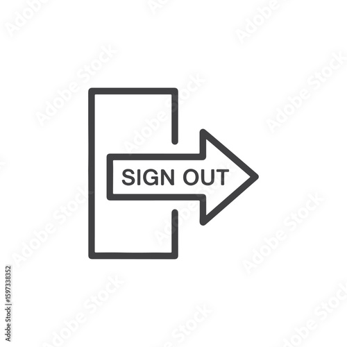 Vector art of sign out icon with an arrow indicating exit