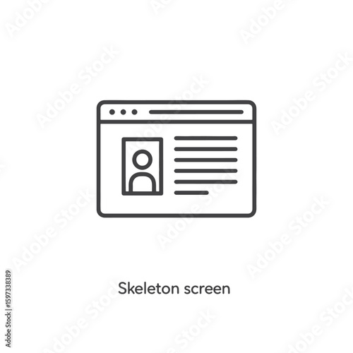 Vector art of skeleton screen wireframe for web page design