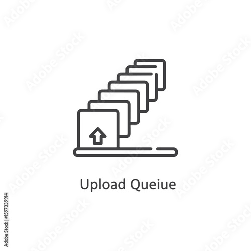 Vector art of upload queue icon showing files waiting to be transferred