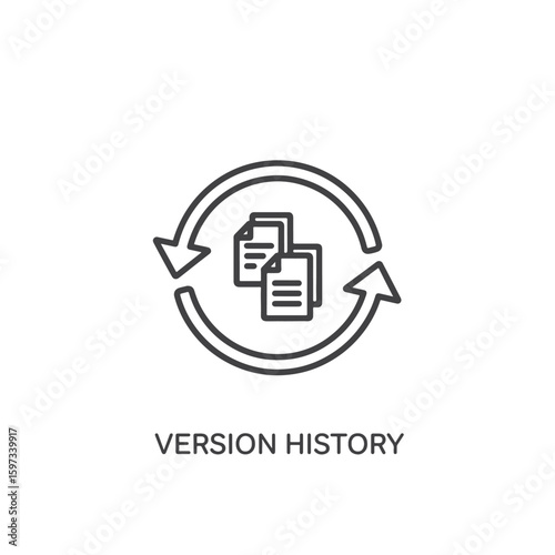 Vector art of circular arrows indicate version history of documents