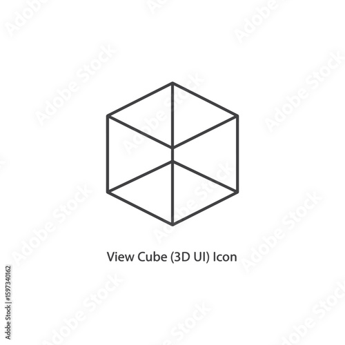Vector art of a wireframe cube icon representing 3d view