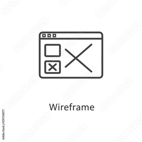 Vector art of a wireframe sketch of a user interface screen