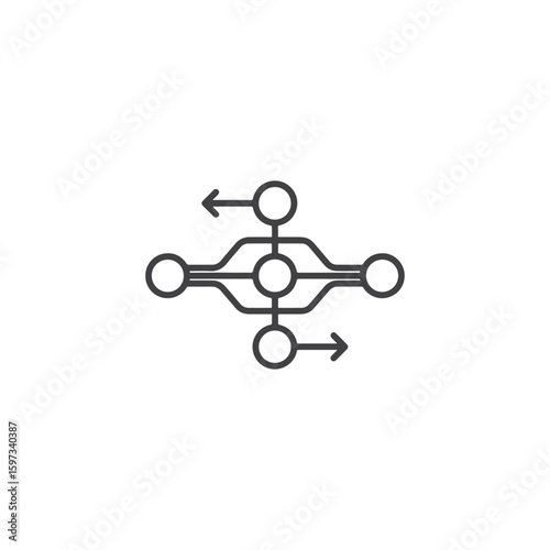 Vector art of a simple outline diagram showing a process flow