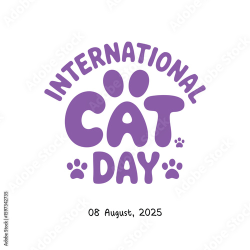 International Cat Day Celebration: A graphic design celebrating the annual International Cat Day, perfect for promoting feline appreciation.