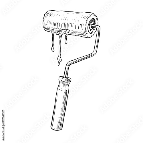 paint roller vector hand drawn illustration