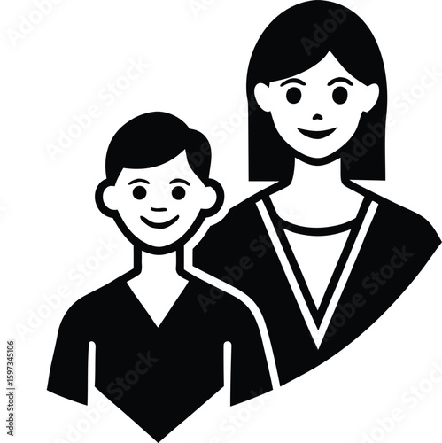 Family Silhouette: A simple yet heartwarming family silhouette, depicting the bond between a mother and child, symbolizing love and togetherness.