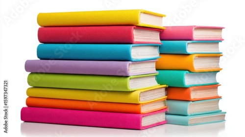 Wallpaper Mural Brightly colored books are arranged in a stacked formation, featuring various sizes and shapes. This lively display invites interest and promotes reading among students and learners. Torontodigital.ca