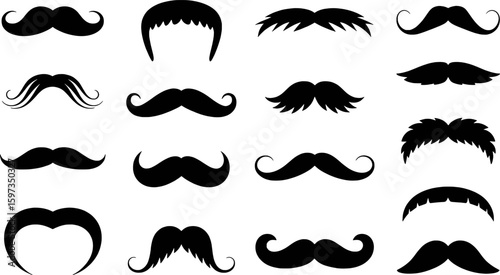 Collection of black mustache styles facial hair
