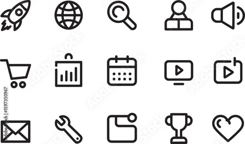 Marketing Concept icon set - marketing, business, e-commerce, finance, email