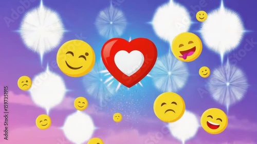 Social Media Emoji Reactions on Blue Background