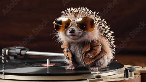 Hedgehog Wearing Sunglasses on Table