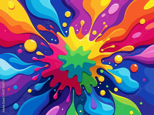 Colorful background with colorful splashes and drops. Vector illustration.,Colorful background with splashes and drops. Vector illustration design.