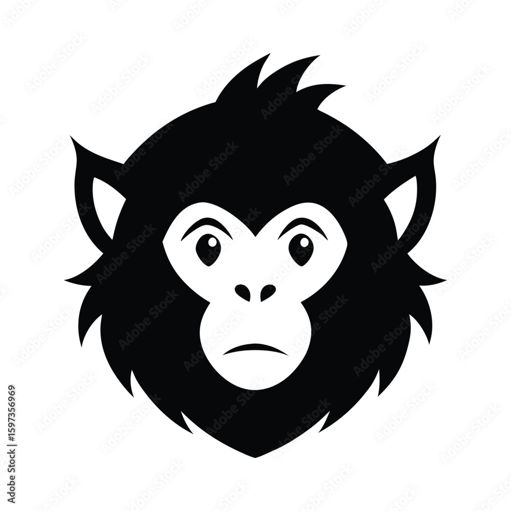 Fototapeta premium Silhouette vector of a golden snub nosed monkey head for rare primate and forest wildlife art Vector illustration