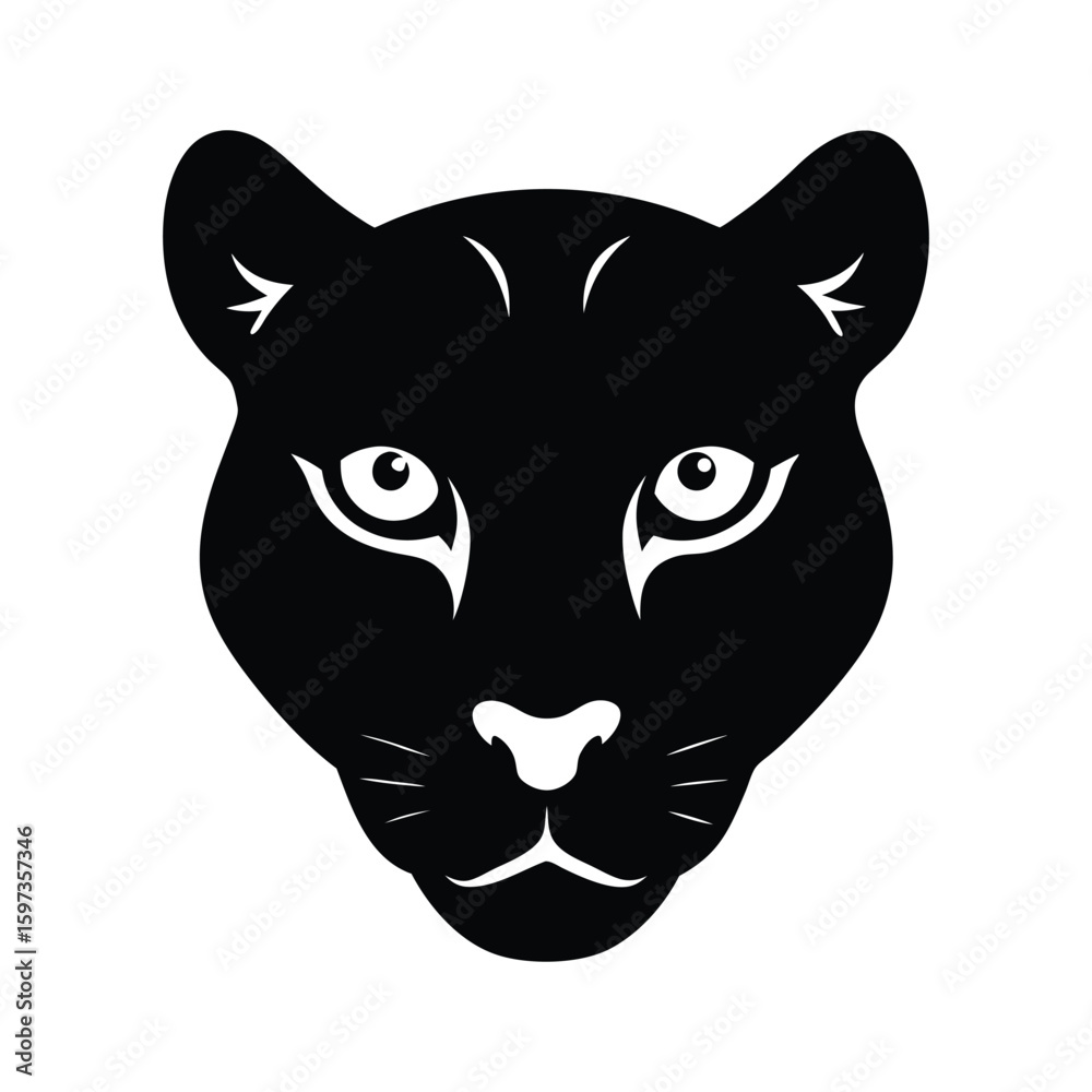 Obraz premium Silhouette vector of a leopard head with spotted coat and feline features for predator design Vector illustration